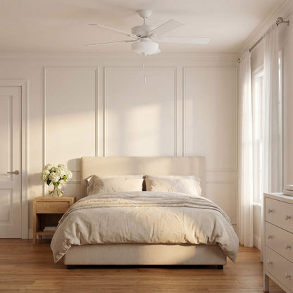 Linden LED DC Ceiling Fan in bedroom.