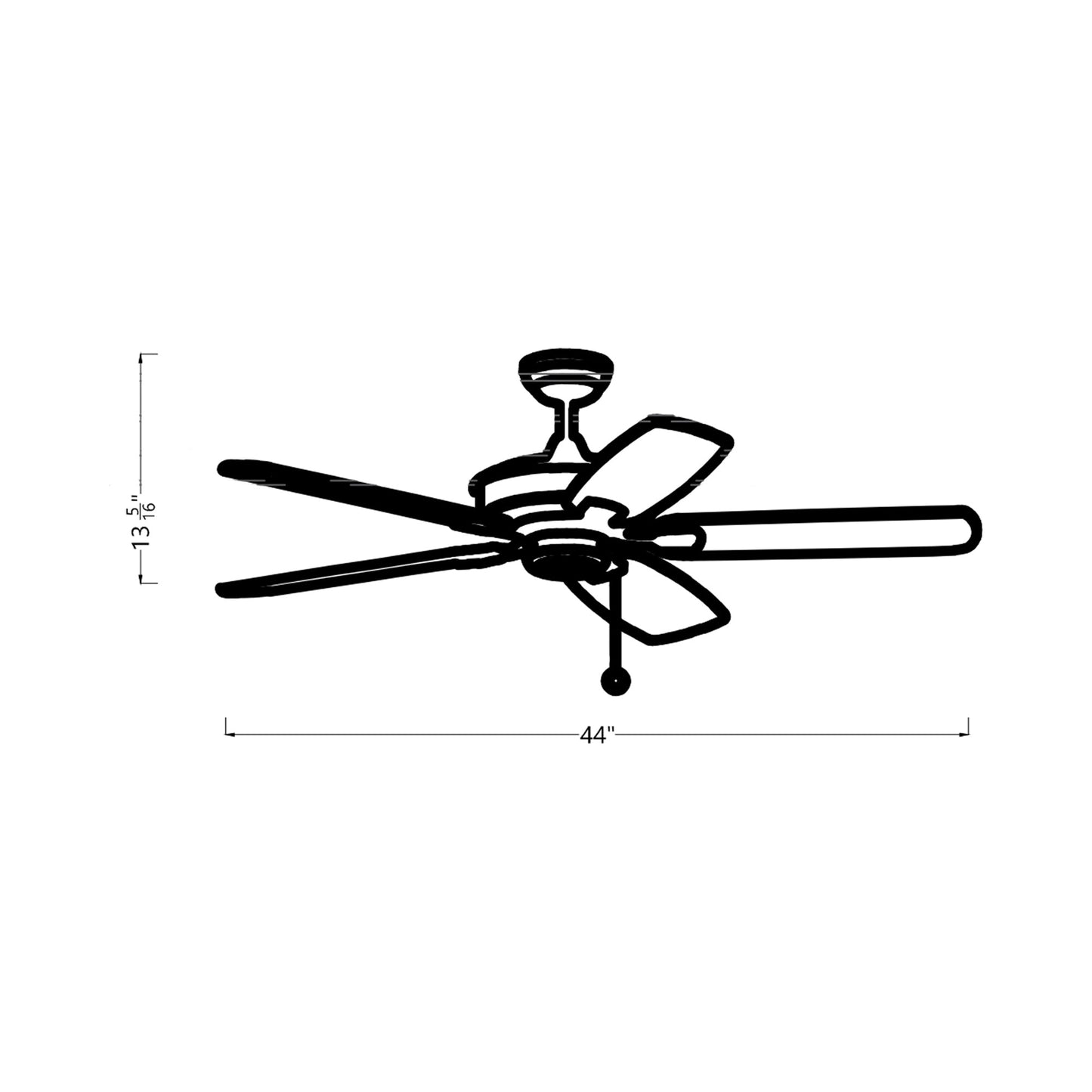 Linden Outdoor Ceiling Fan - line drawing.