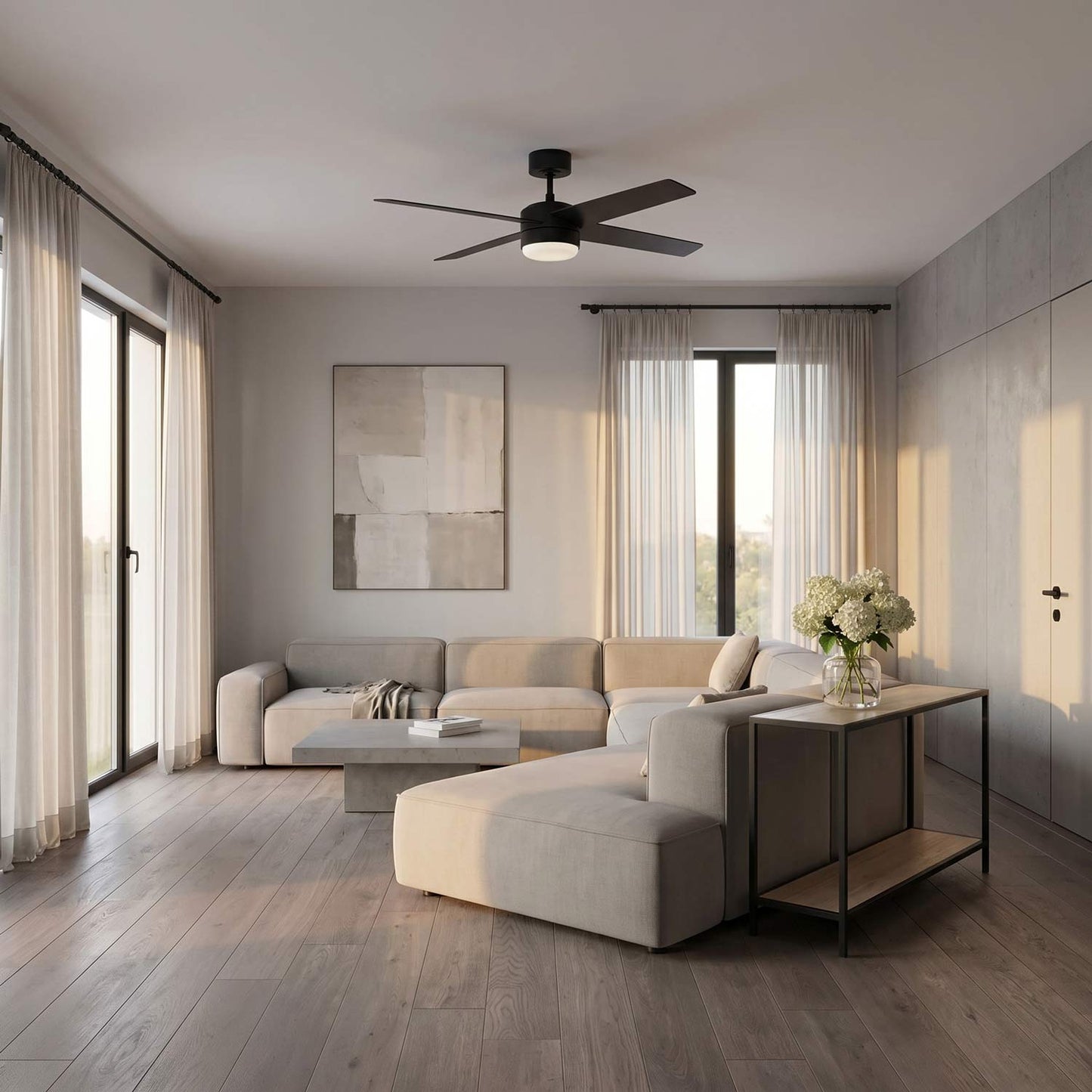 Loni LED Ceiling Fan in living room.