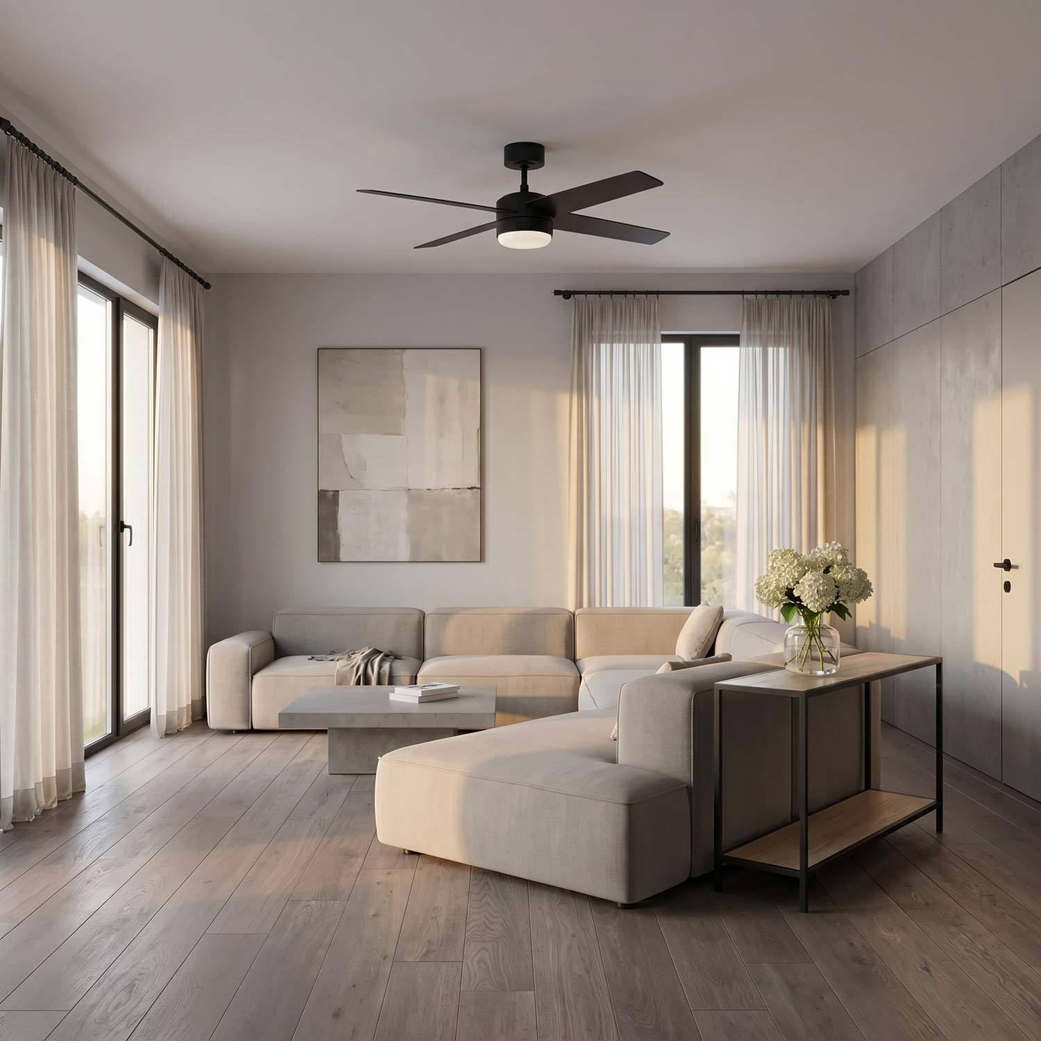 Loni LED Ceiling Fan in living room.