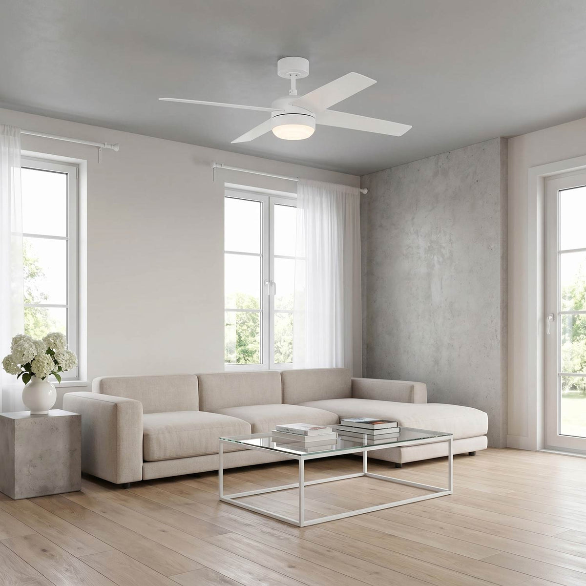 Loni LED Ceiling Fan in living room.