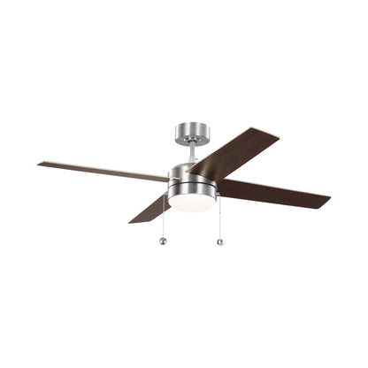 Loni LED Pull Chain Ceiling Fan in Brushed Steel.