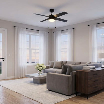 Loni LED Pull Chain Ceiling Fan in living room.
