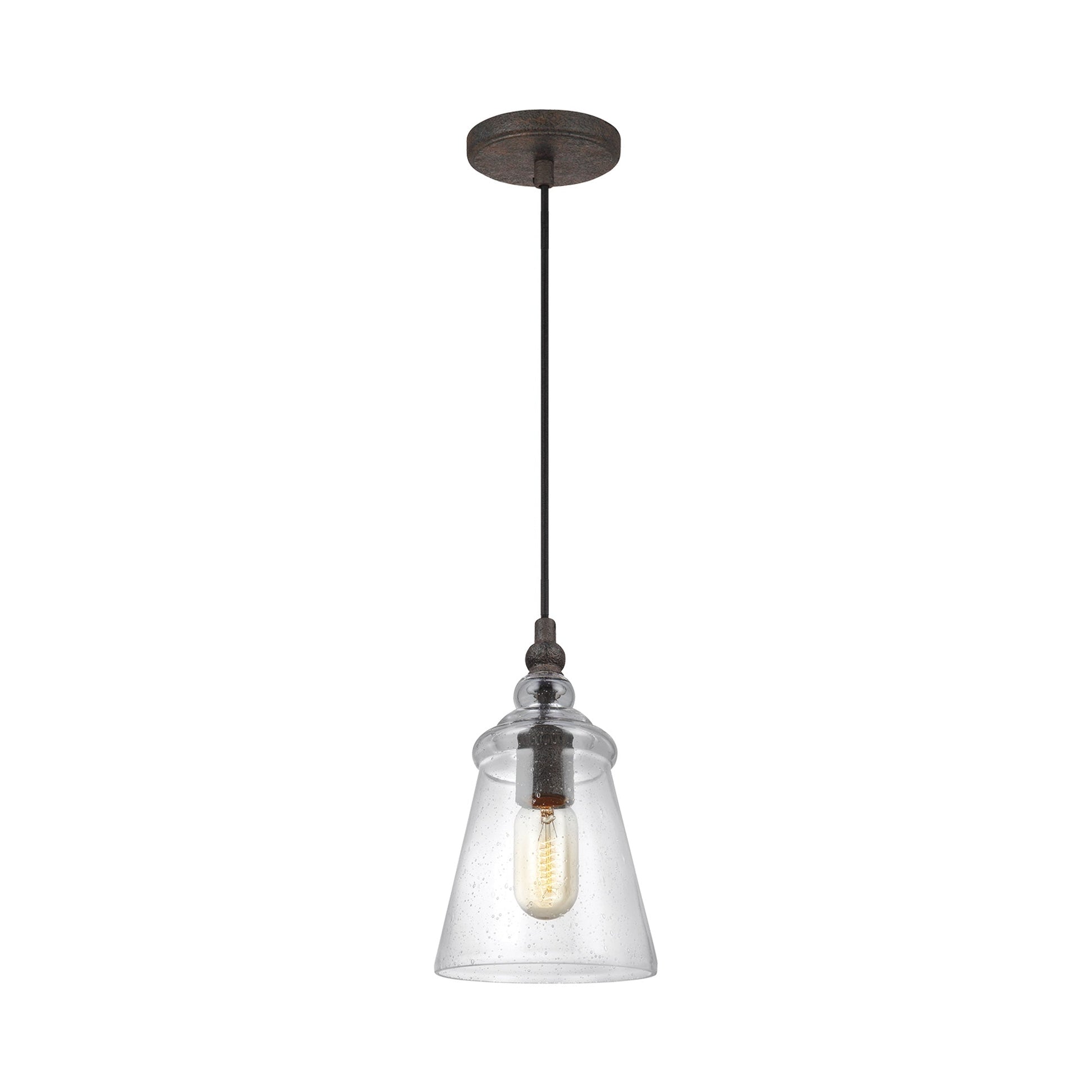 Loras Mini Pendant Light in Dark Weathered Iron.