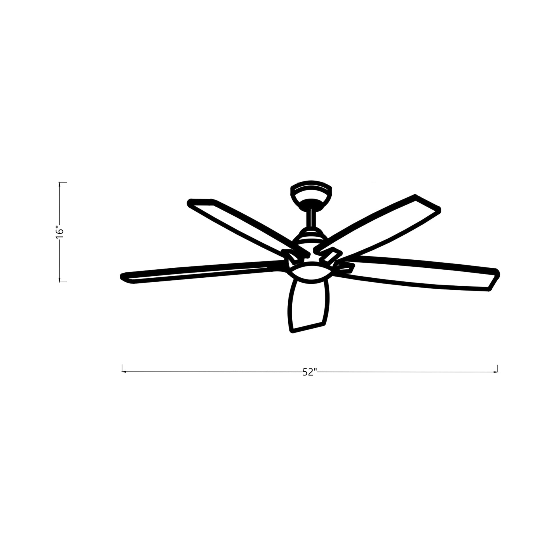 Lowden Indoor / Outdoor LED Ceiling Fan - line drawing.