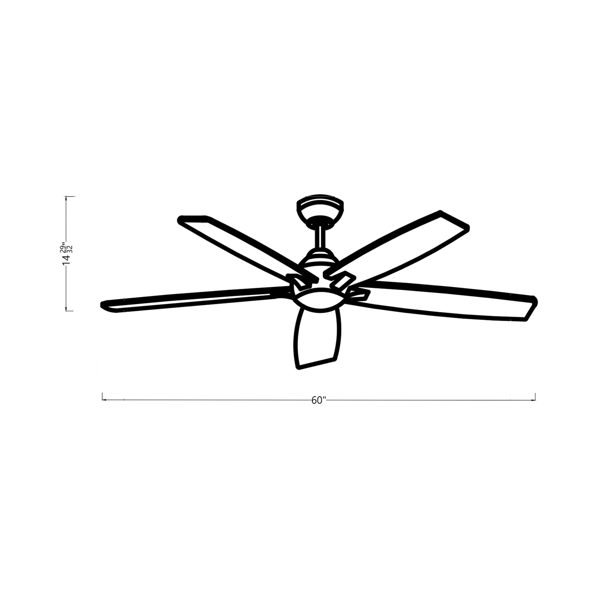 Lowden Indoor / Outdoor LED Ceiling Fan - line drawing.