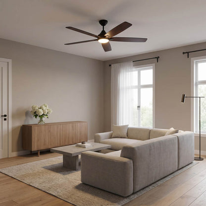 Lowden Indoor / Outdoor LED Ceiling Fan in living room.