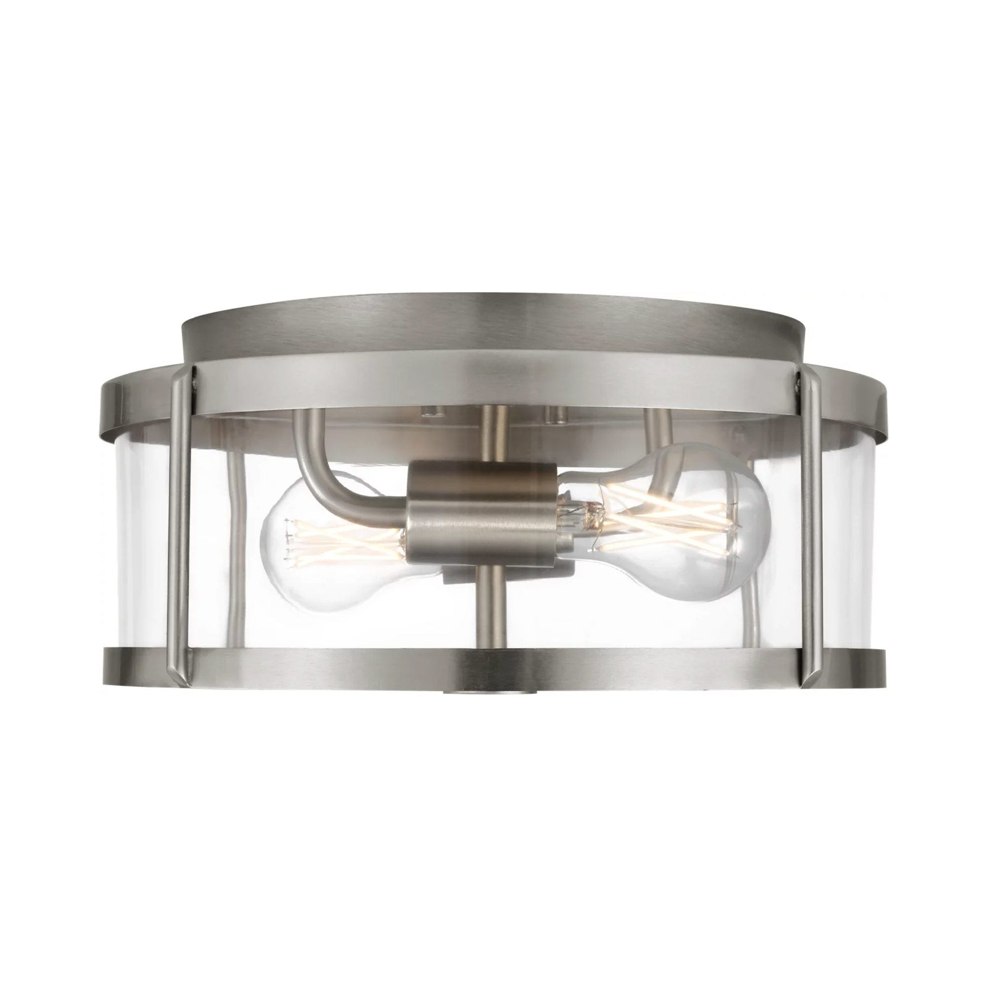 Lumra Flush Mount Ceiling Light in Brushed Nickel.