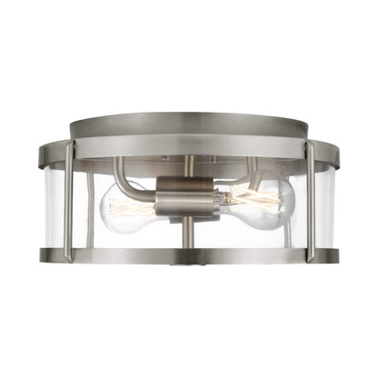 Lumra Flush Mount Ceiling Light in Brushed Nickel.