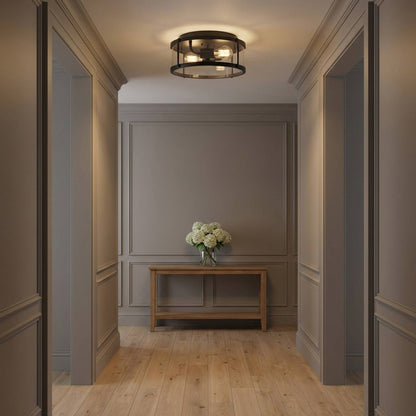 Lumra Flush Mount Ceiling Light in changing room.