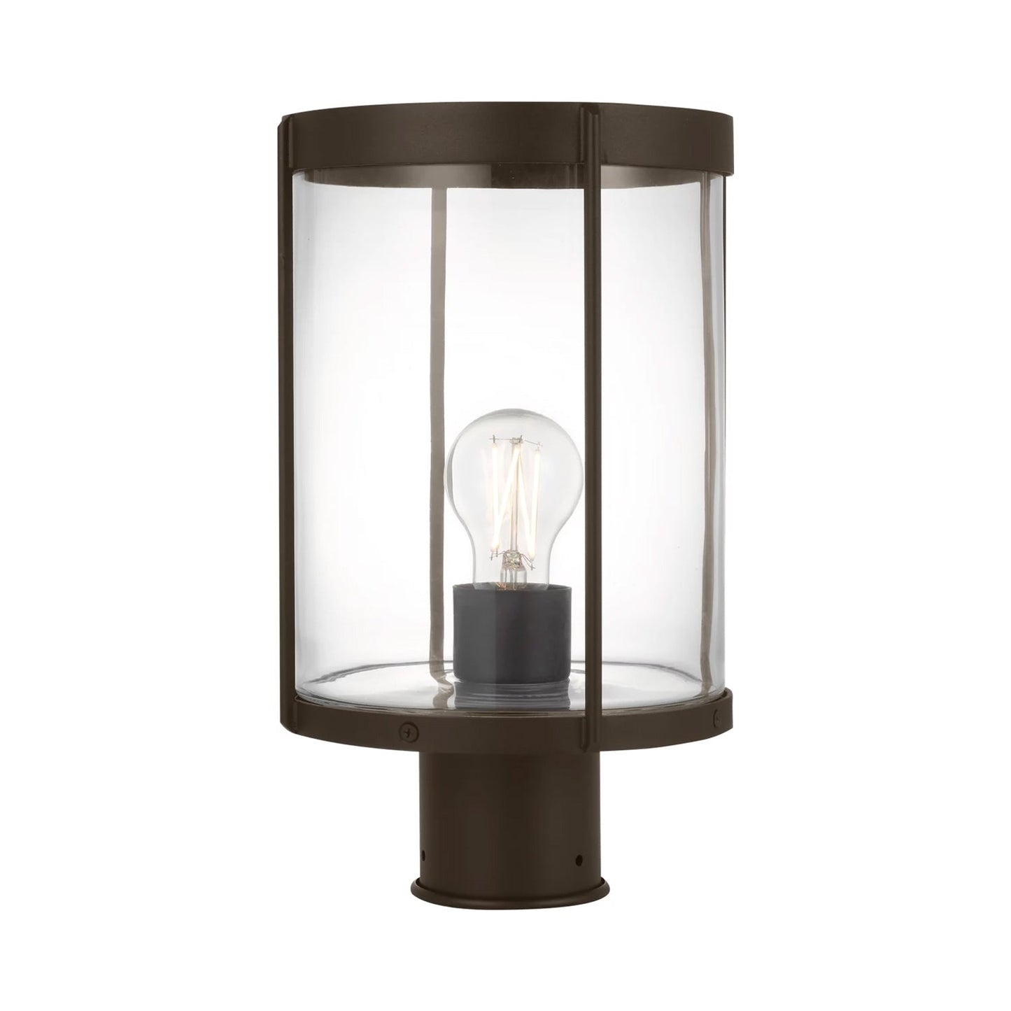 Luning Outdoor Post Light in Antique Bronze/Clear Glass.