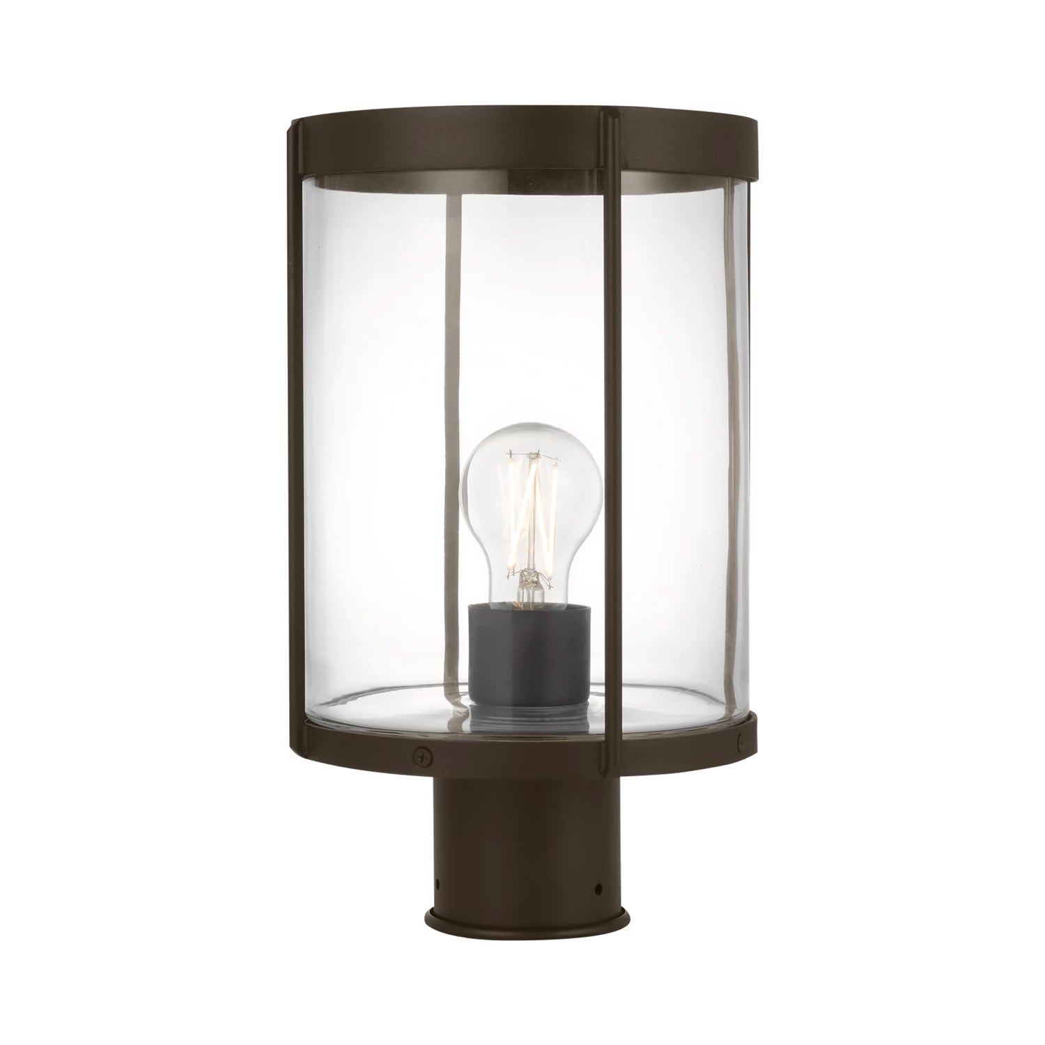 Luning Outdoor Post Light in Antique Bronze/Clear Glass.