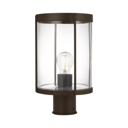 Luning Outdoor Post Light in Antique Bronze/Clear Glass.