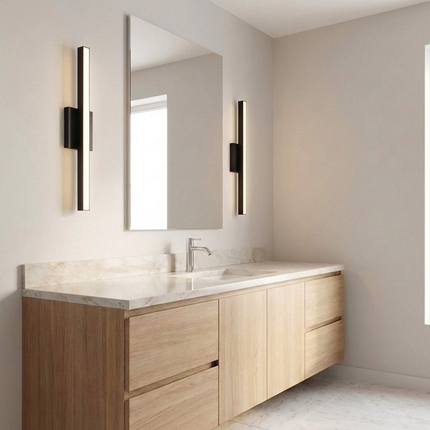 Marque LED Bath Vanity Light in bathroom.