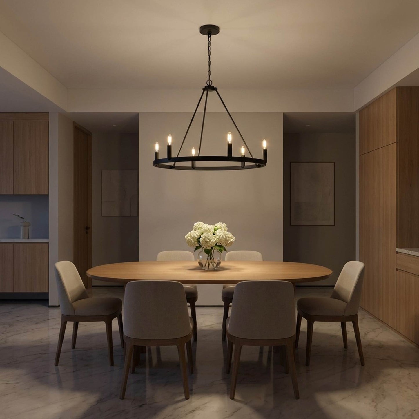 Mirla Chandelier in dining room.