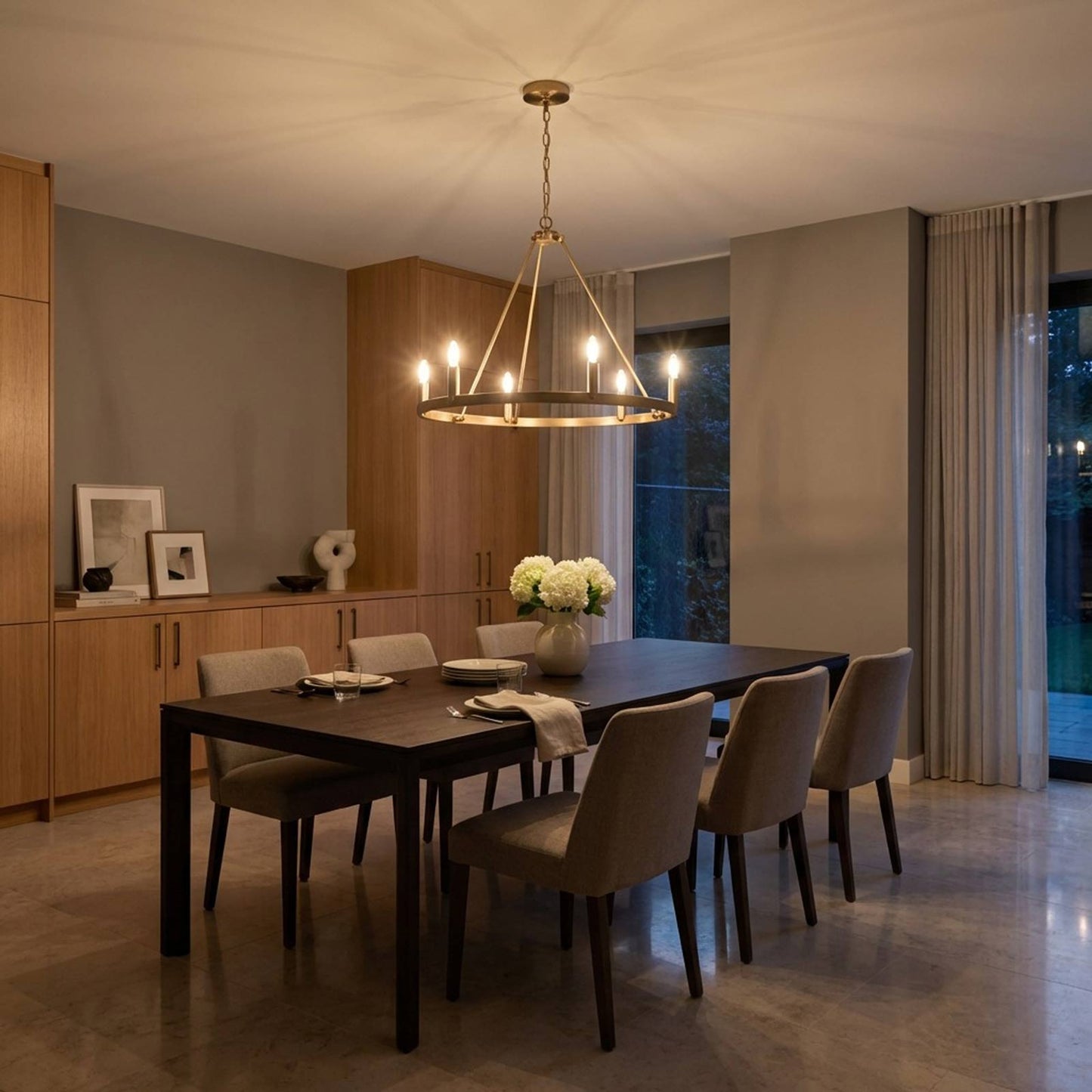 Mirla Chandelier in dining room.