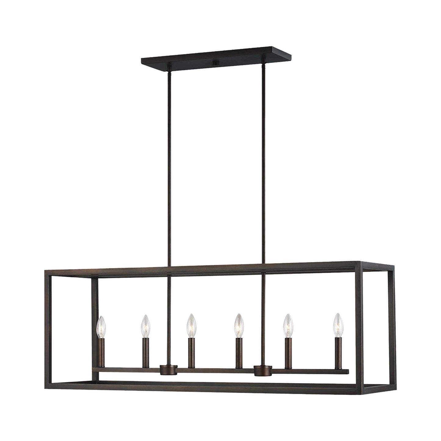 Moffet Street Linear Pendant Light in Bronze/Burnt Sienna (6-Light).