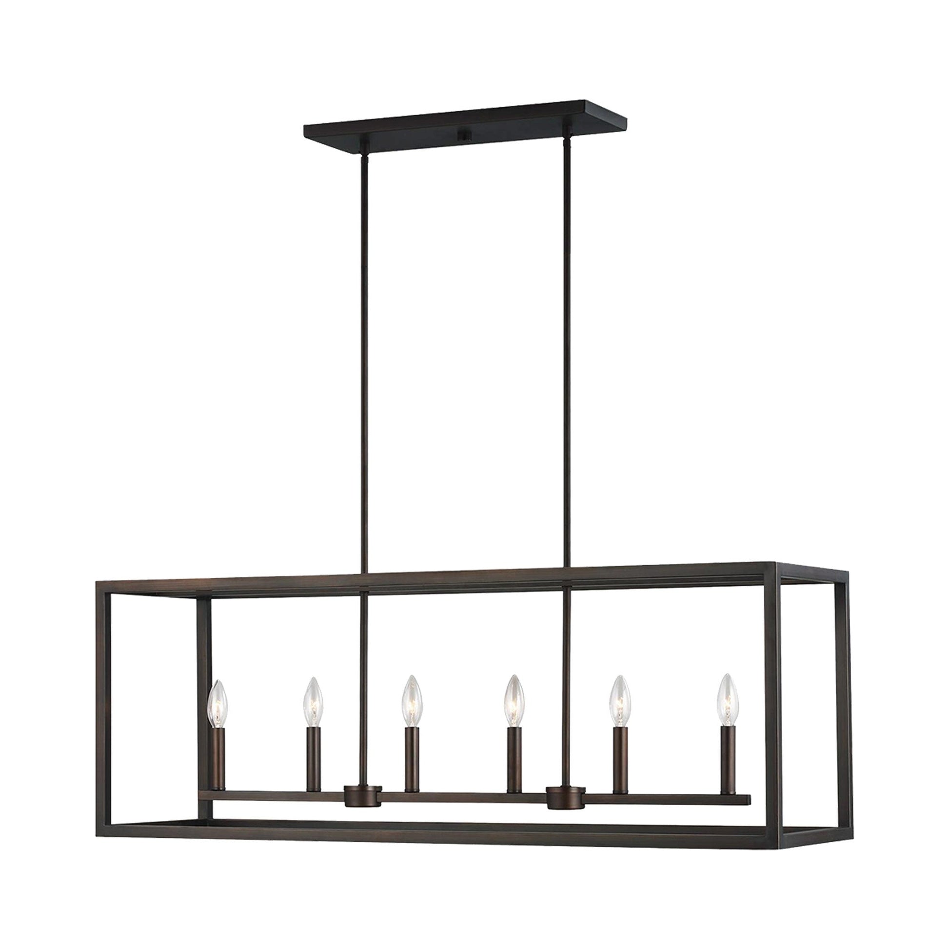 Moffet Street Linear Pendant Light in Bronze/Burnt Sienna (6-Light).