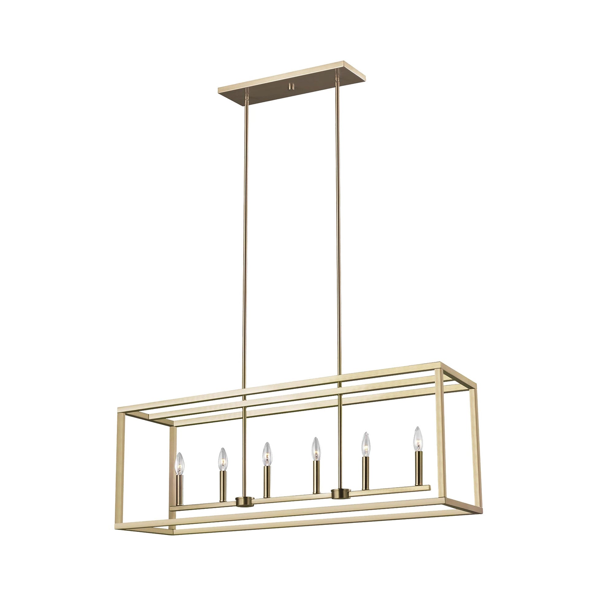 Moffet Street Linear Pendant Light in Satin Brass (6-Light).