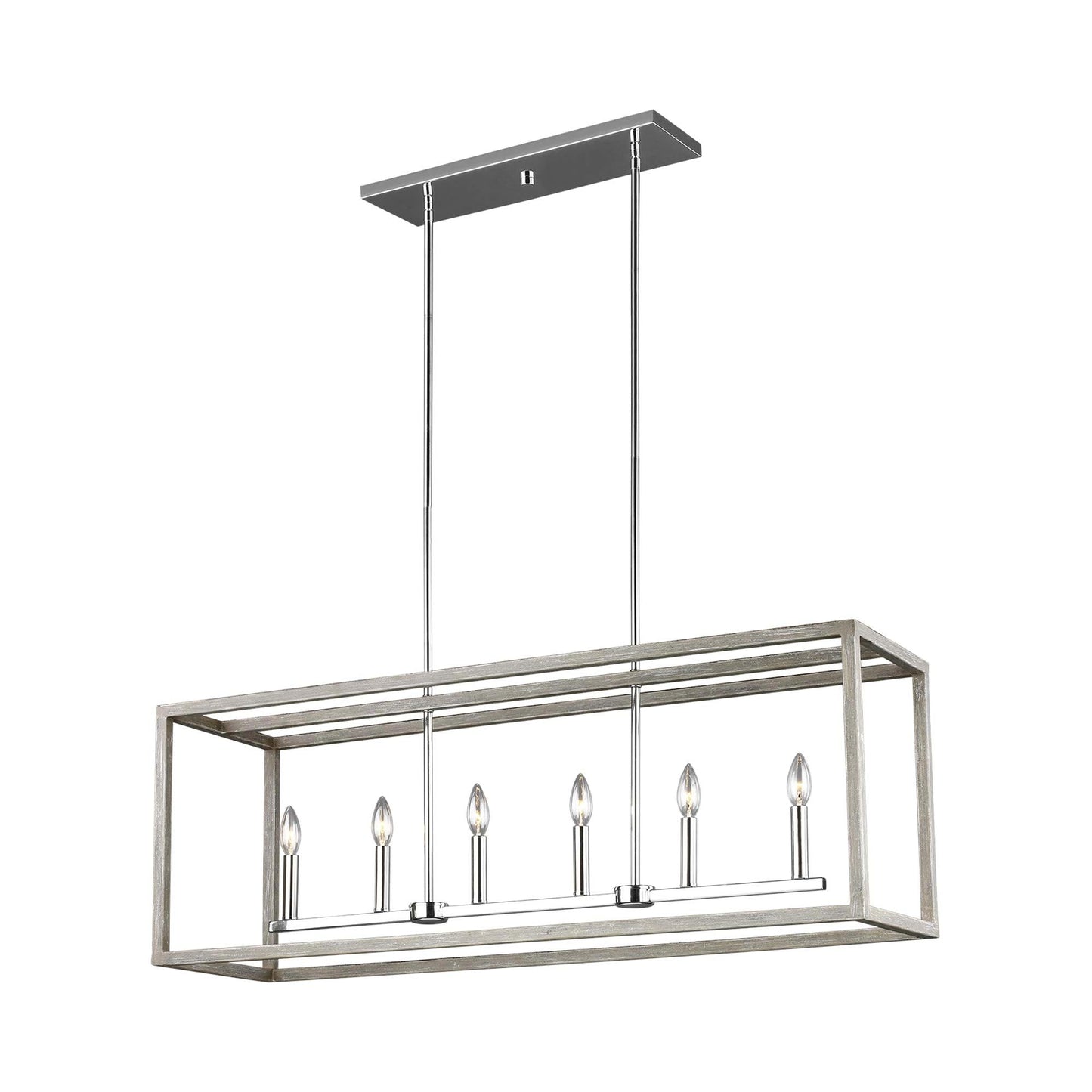 Moffet Street Linear Pendant Light in Washed Pine (6-Light).