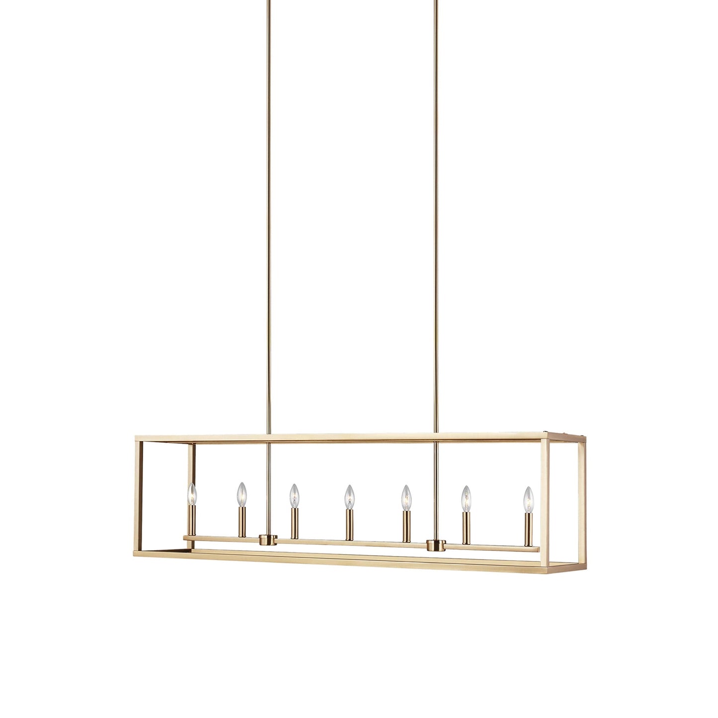 Moffet Street Linear Pendant Light in Satin Brass (7-Light).