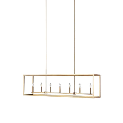 Moffet Street Linear Pendant Light in Satin Brass (7-Light).