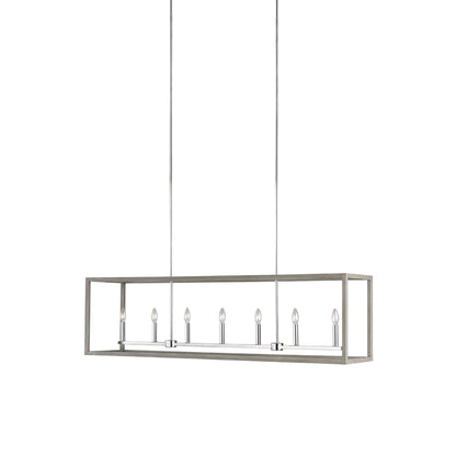 Moffet Street Linear Pendant Light in Washed Pine (7-Light).