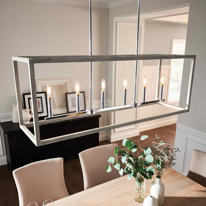 Moffet Street Linear Pendant Light in living room.