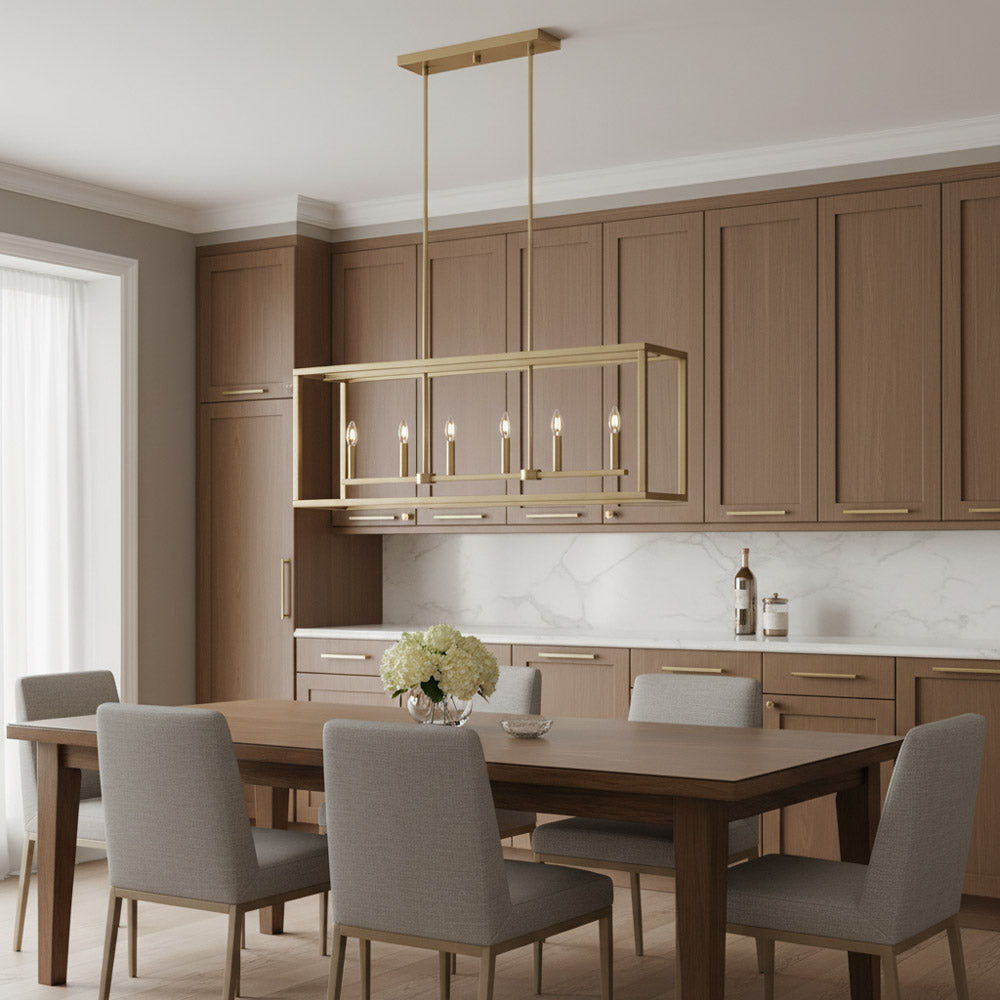 Moffet Street Linear Pendant Light in dining room.