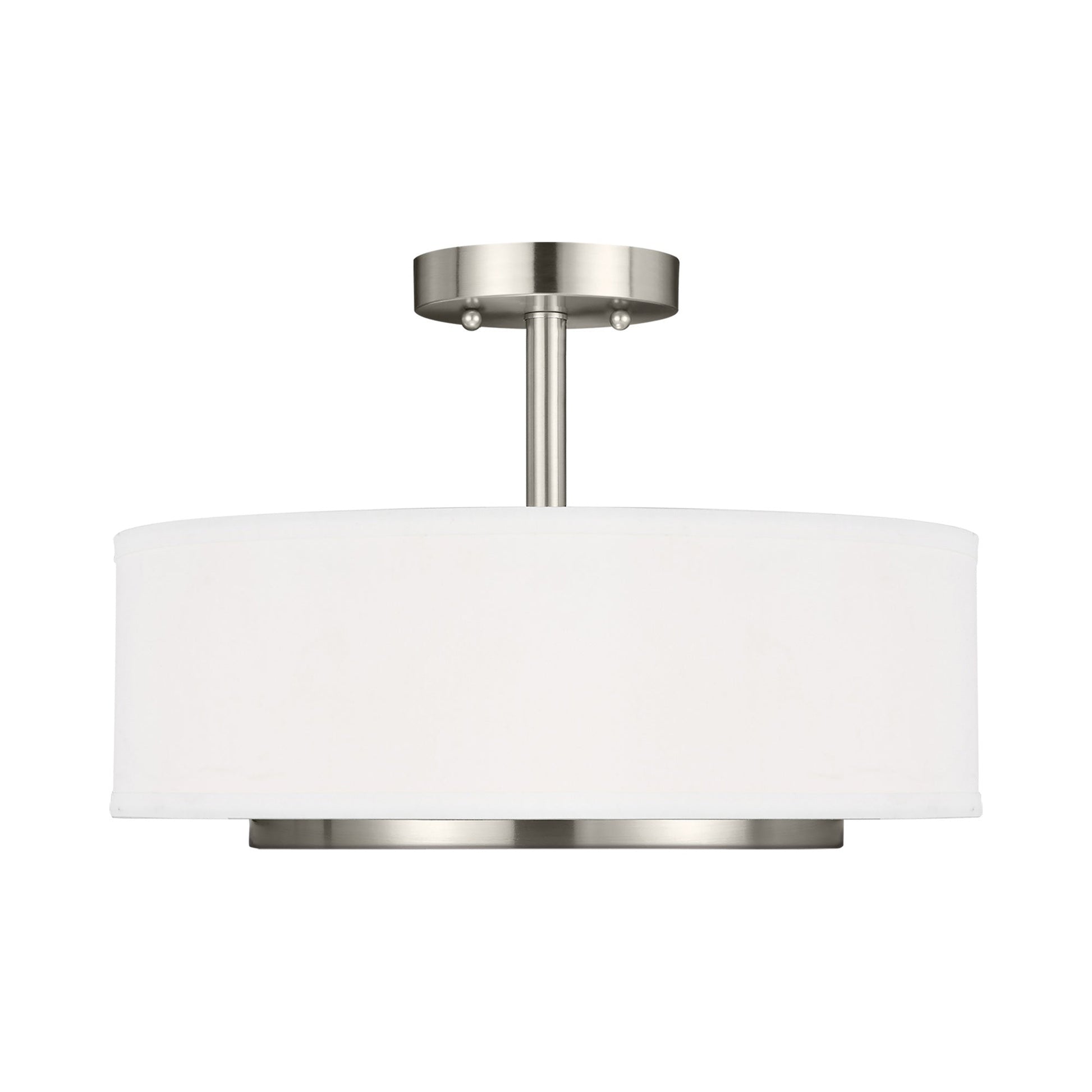 Nance Semi-Flush Convertible Pendant Light in Brushed Nickel.