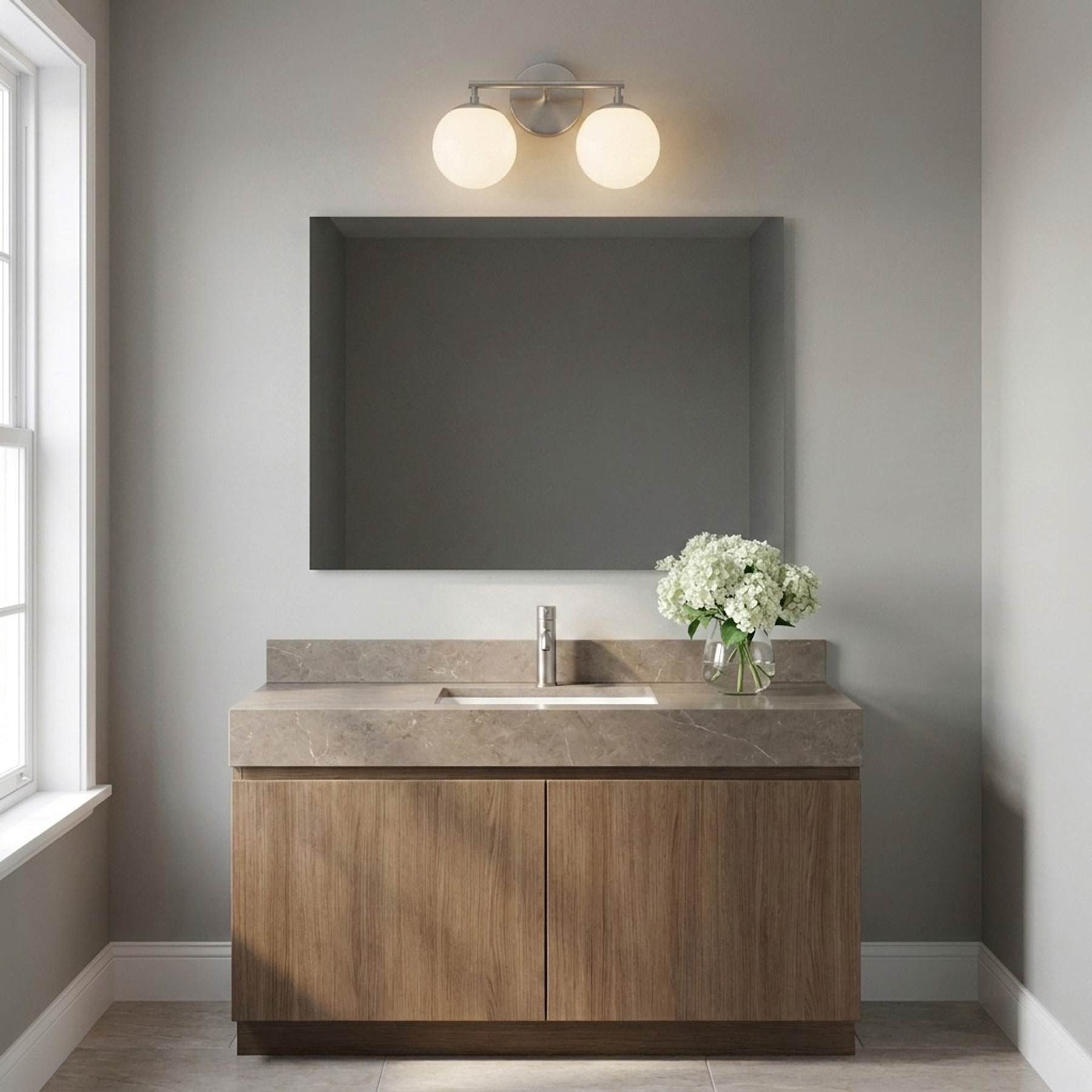 Nube Bath Vanity Light in bathroom.