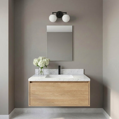 Nube Bath Vanity Light in bathroom.
