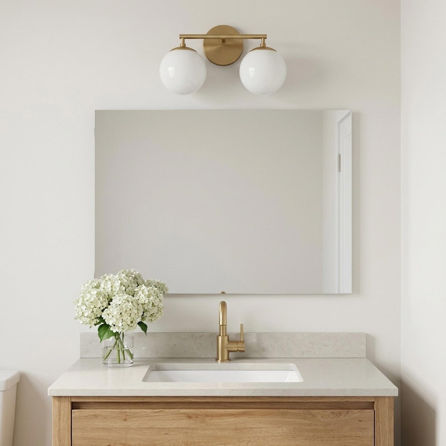 Nube Bath Vanity Light in bathroom.