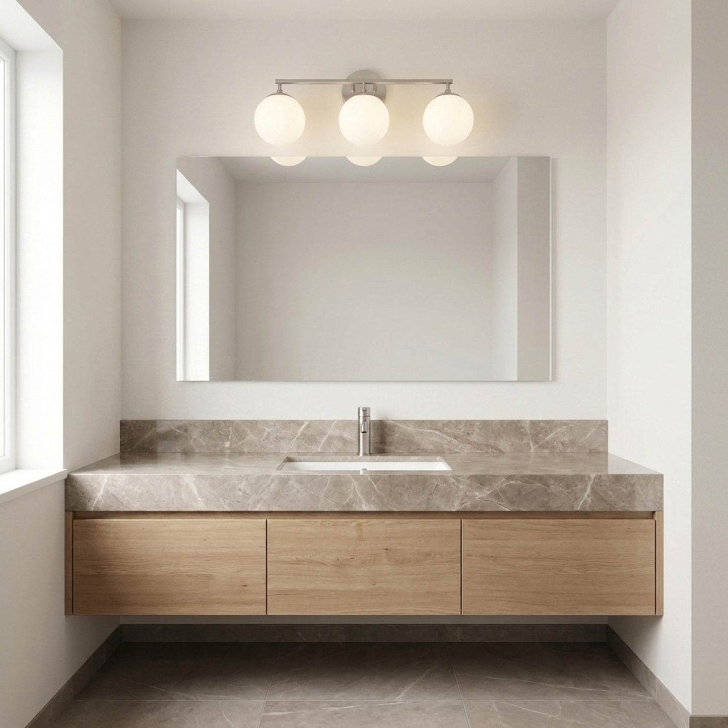 Nube Bath Vanity Light in bathroom.