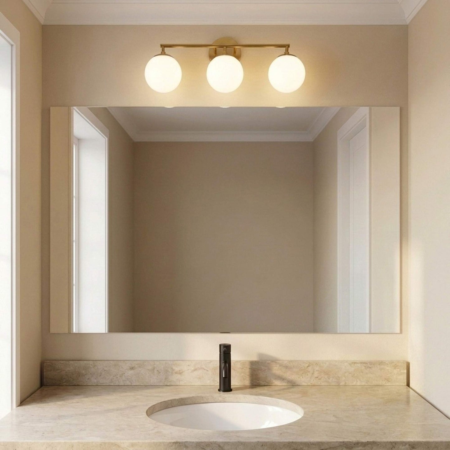 Nube Bath Vanity Light in bathroom.