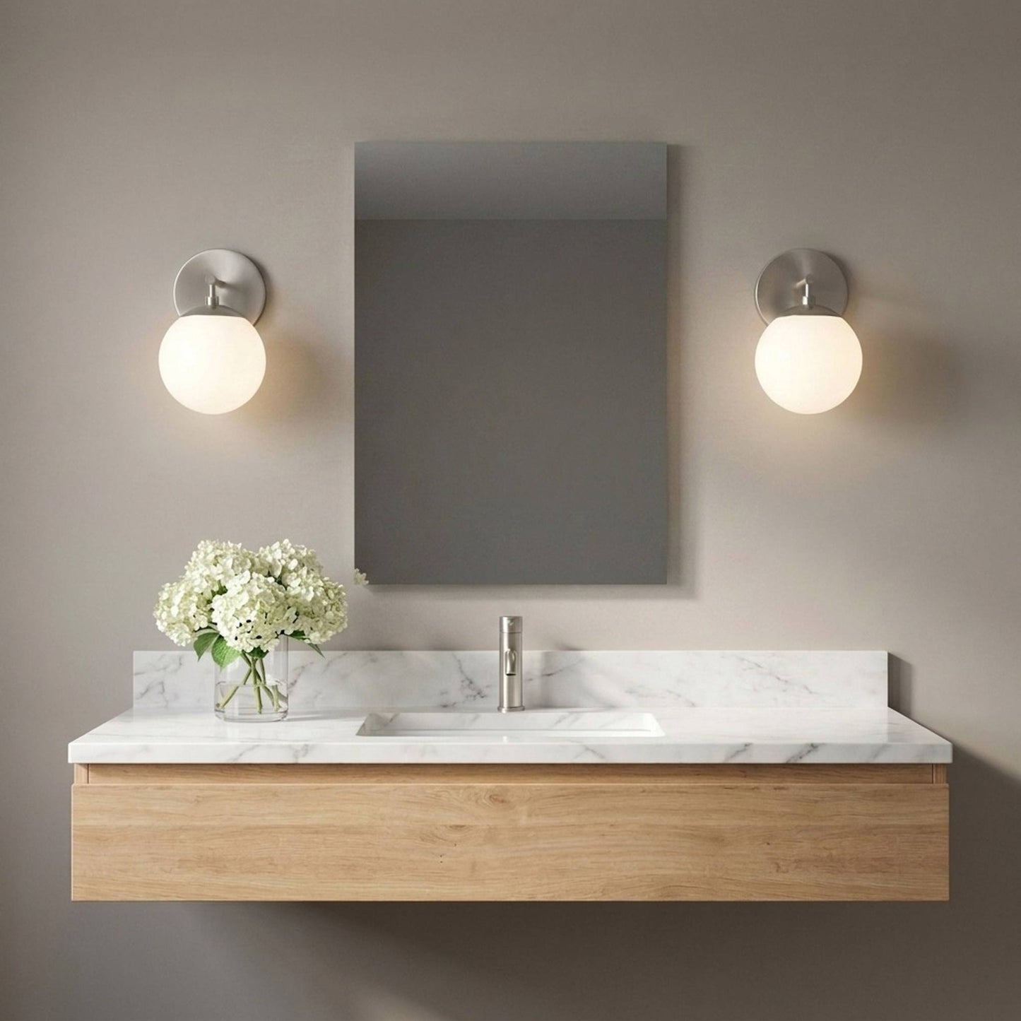 Nube Bath Wall Light in bathroom.