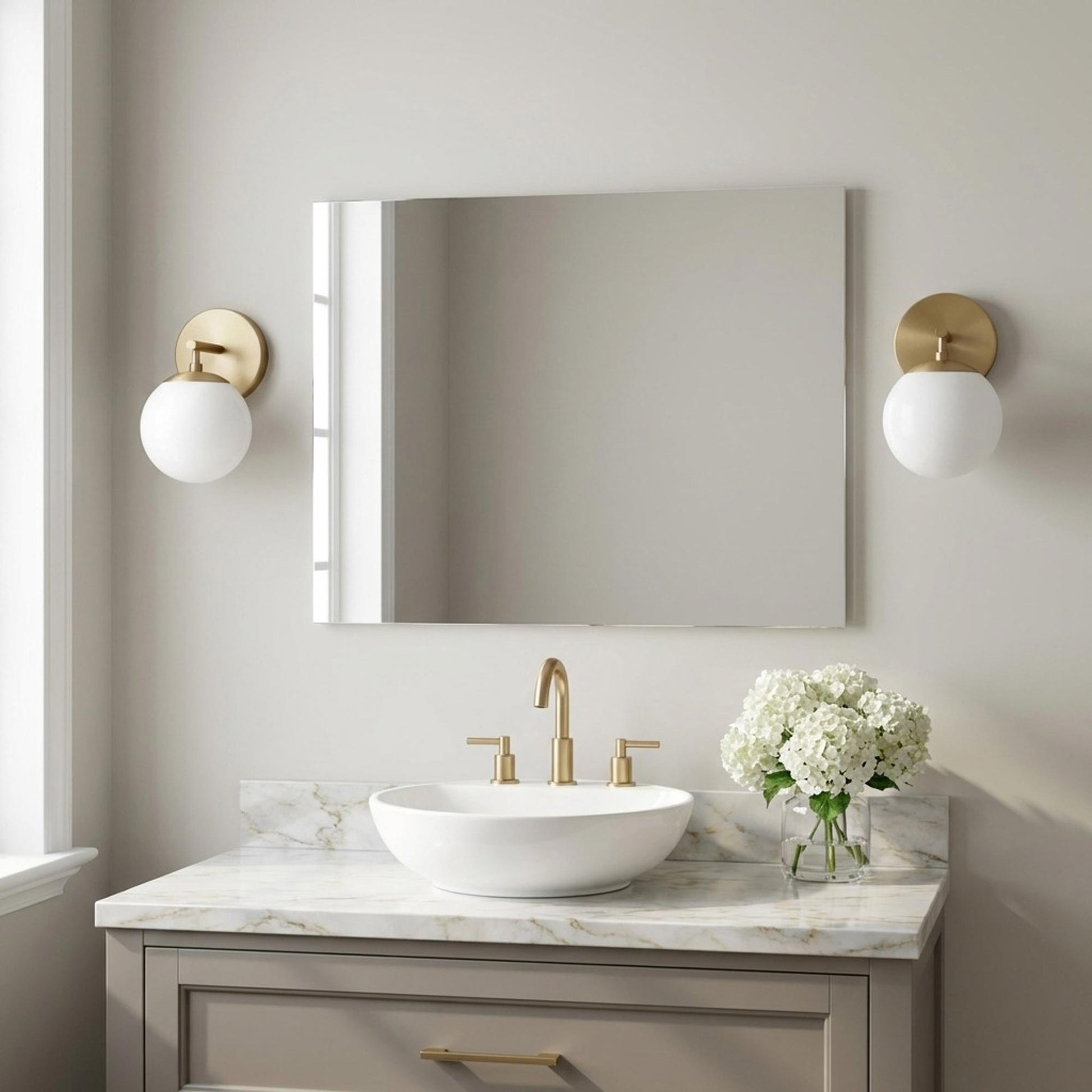 Nube Bath Wall Light in bathroom.