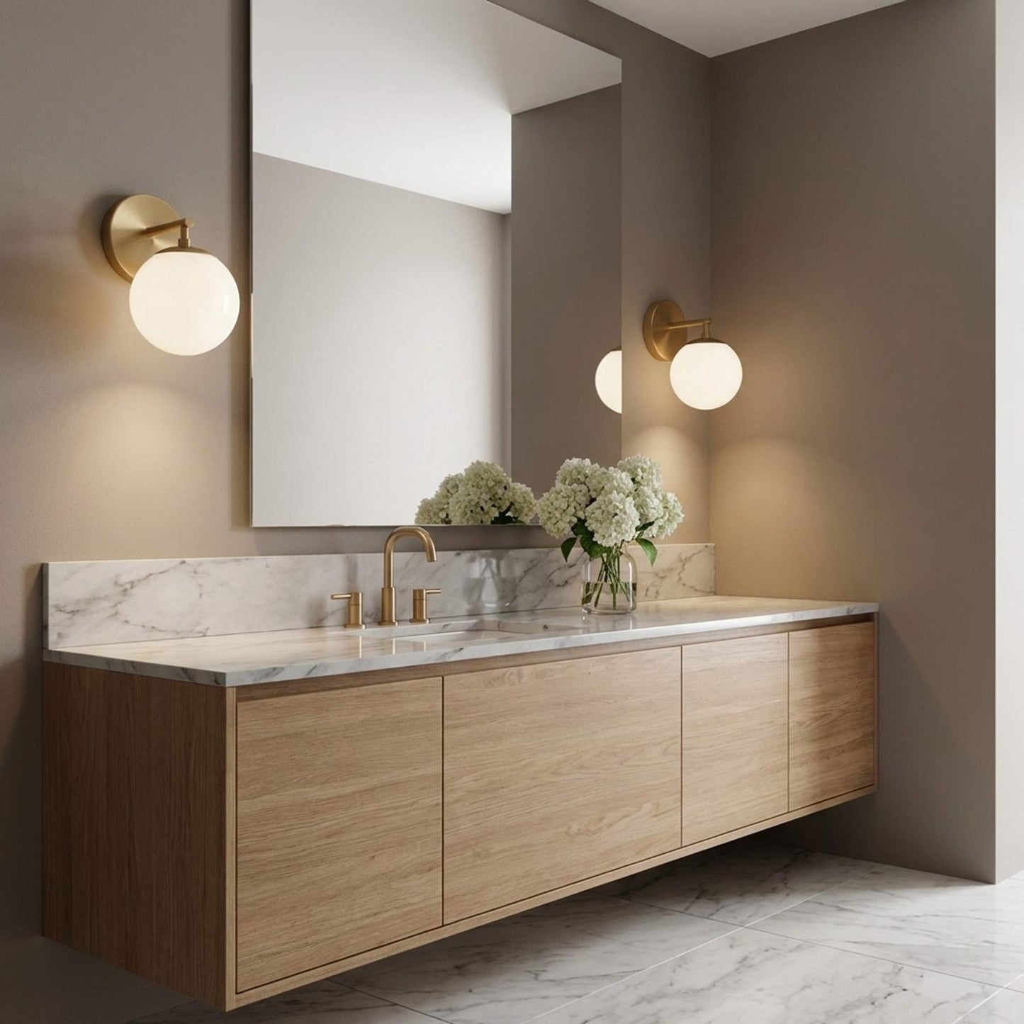 Nube Bath Wall Light in bathroom.