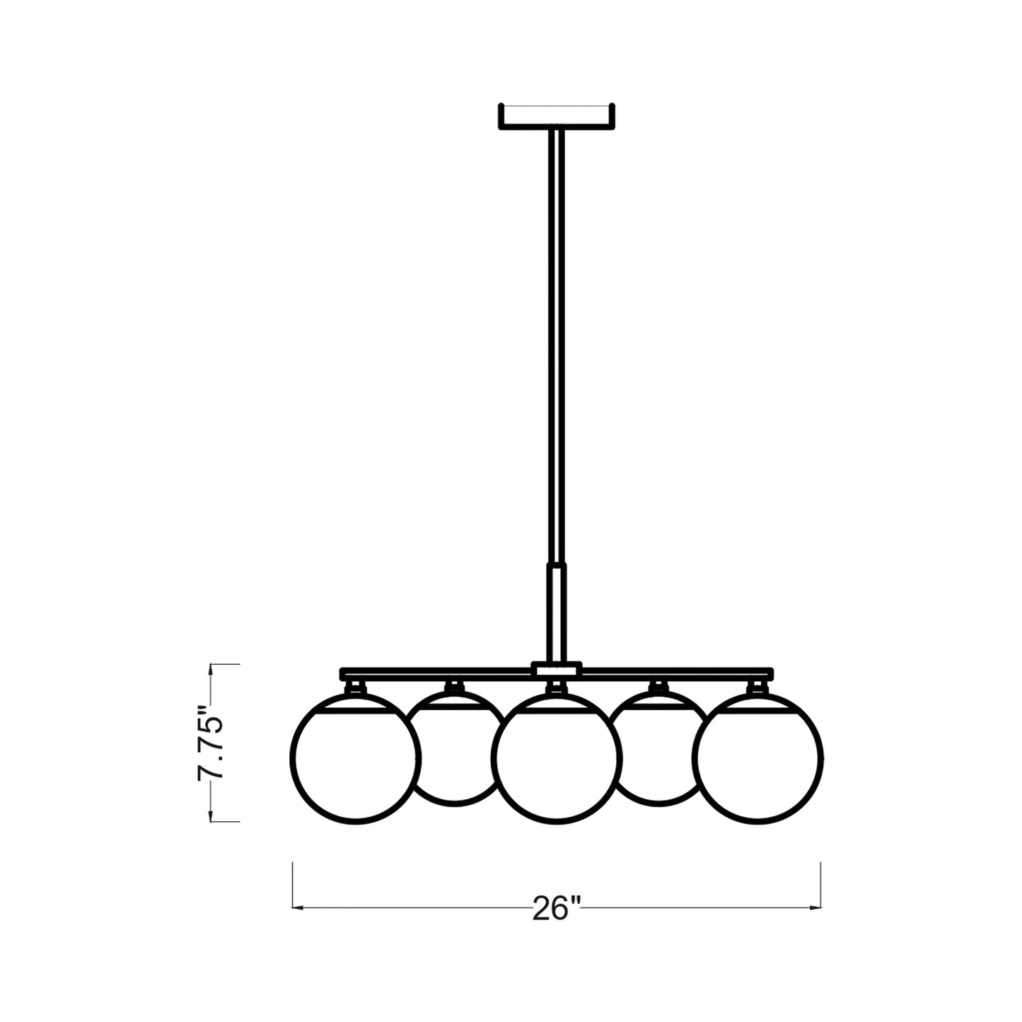 Nube Chandelier - line drawing.