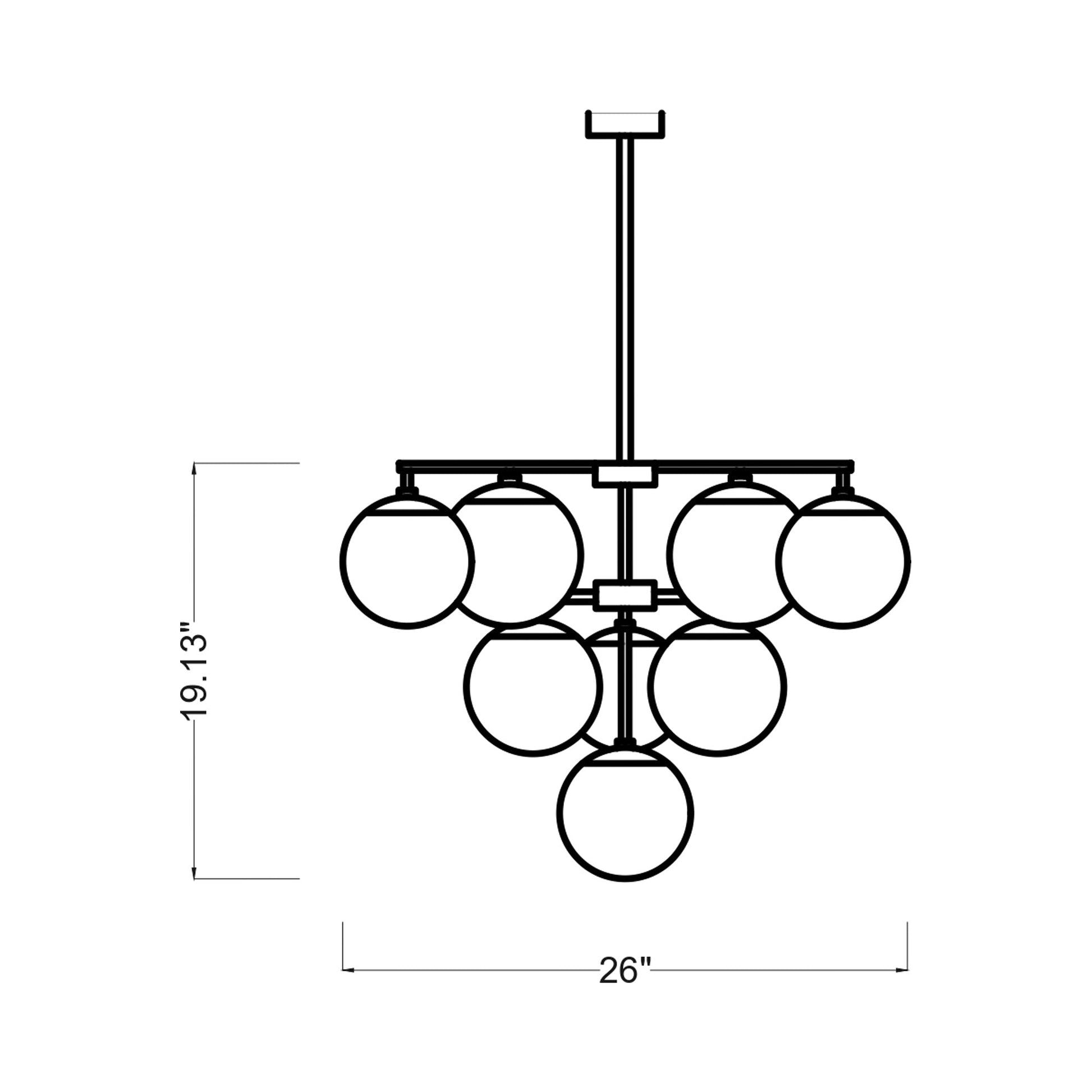 Nube Chandelier - line drawing.