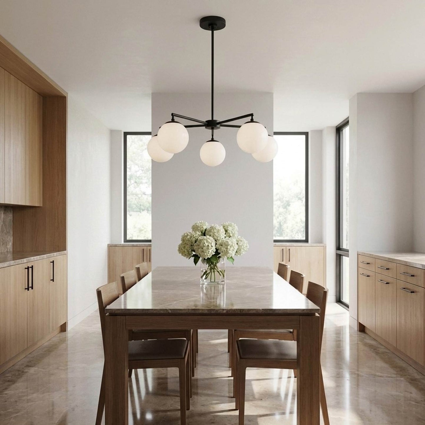 Nube Chandelier in dining room.
