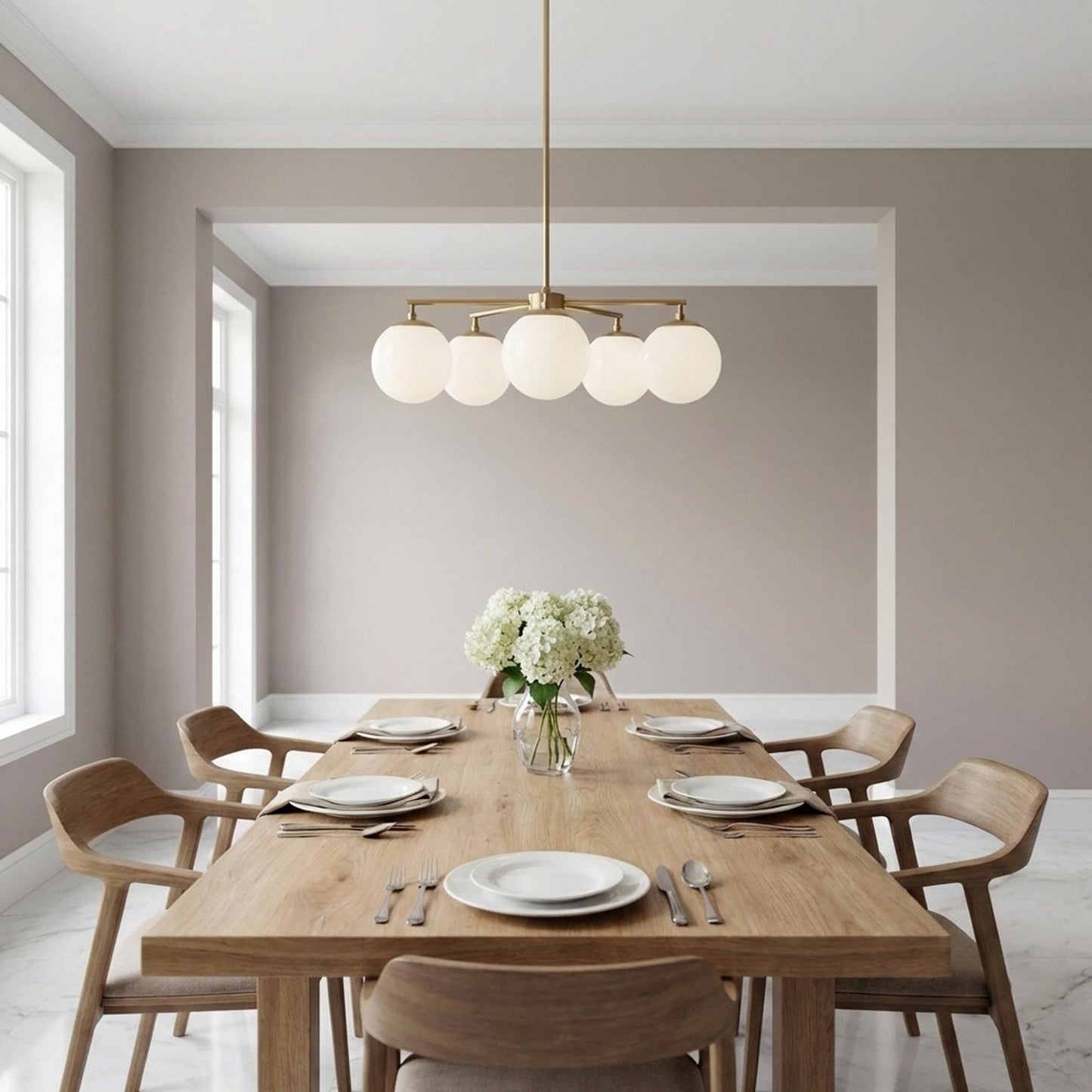 Nube Chandelier in dining room.