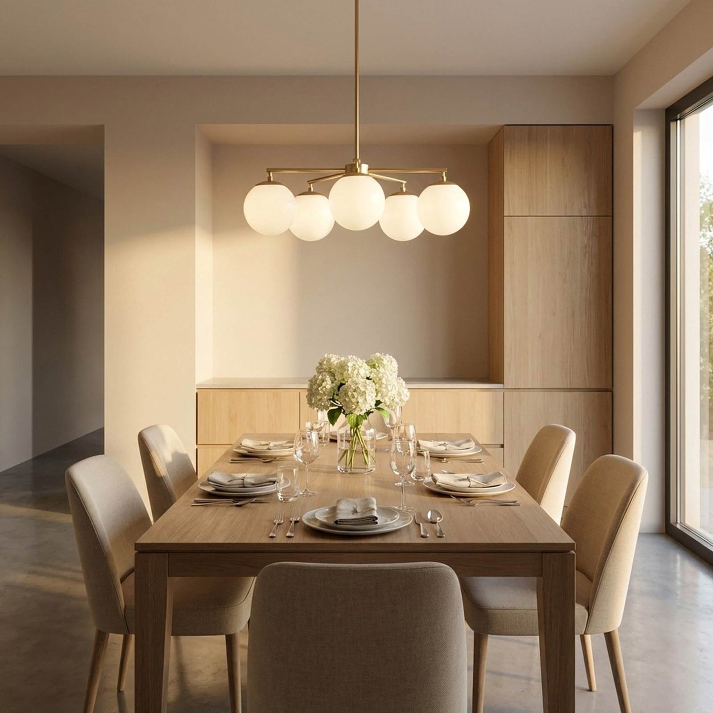 Nube Chandelier in dining room.