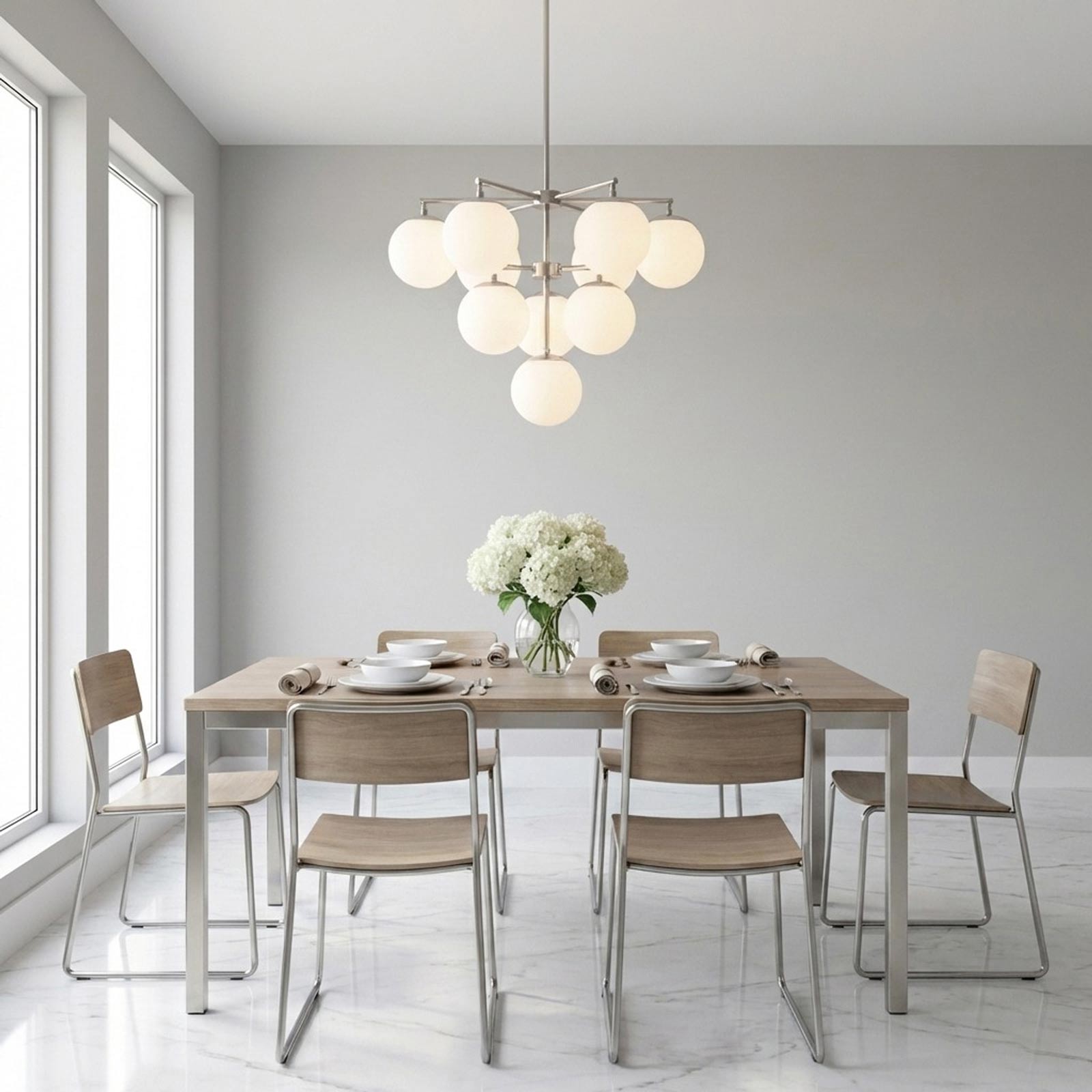 Nube Chandelier in dining room.