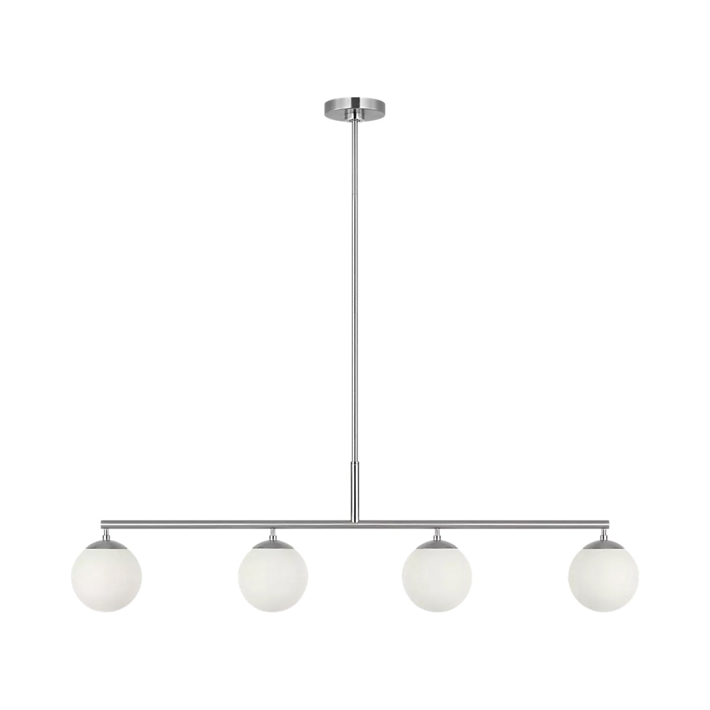 Nube Linear Chandelier in Brushed Nickel.