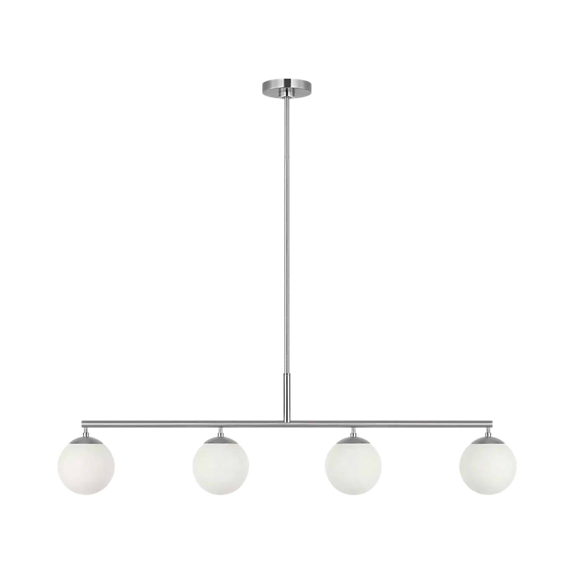 Nube Linear Chandelier in Brushed Nickel.