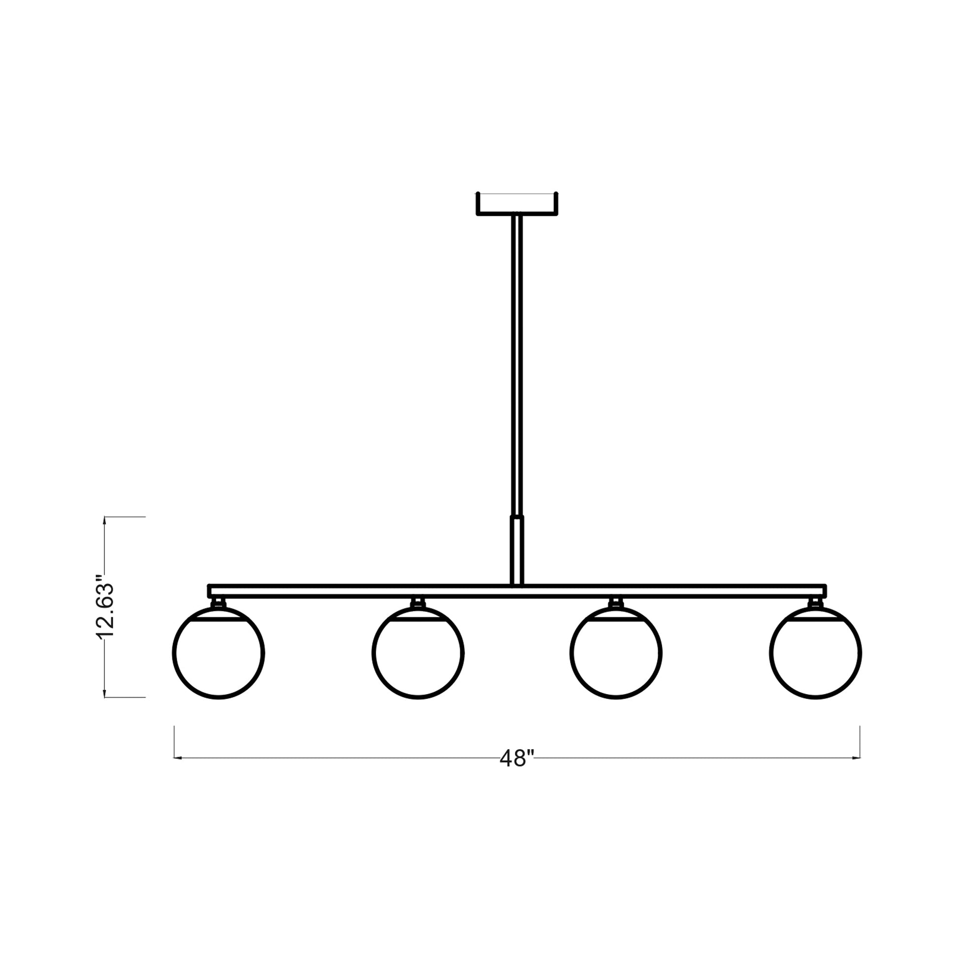 Nube Linear Chandelier - line drawing.
