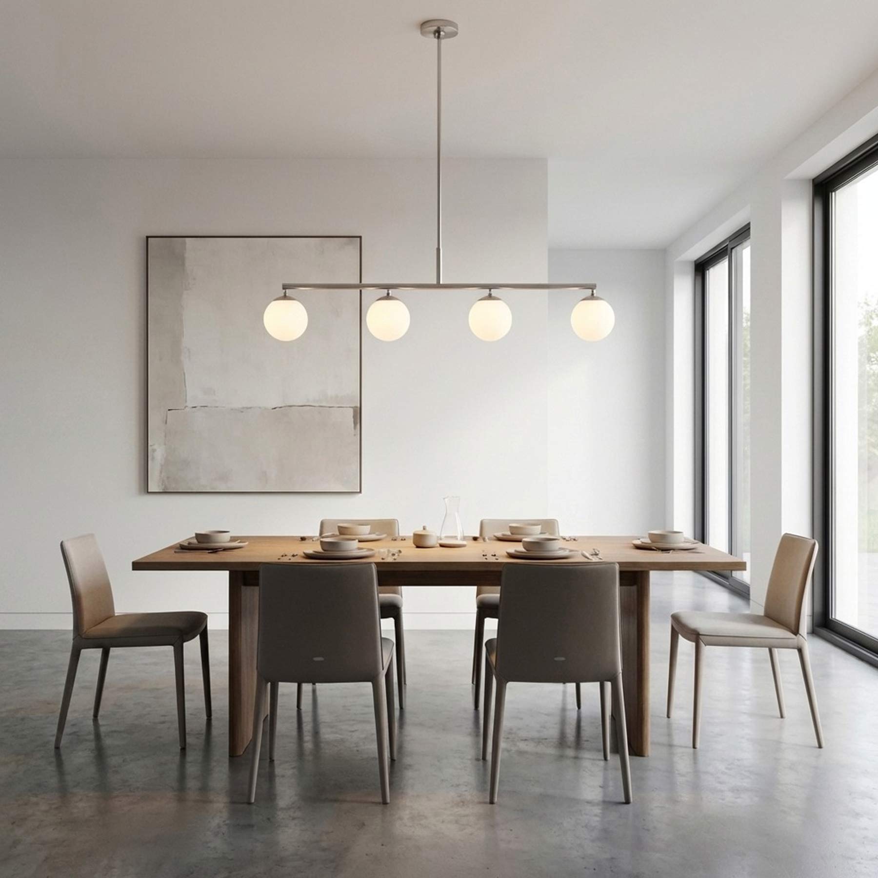Nube Linear Chandelier in dining room.