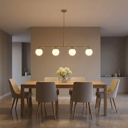 Nube Linear Chandelier in dining room.