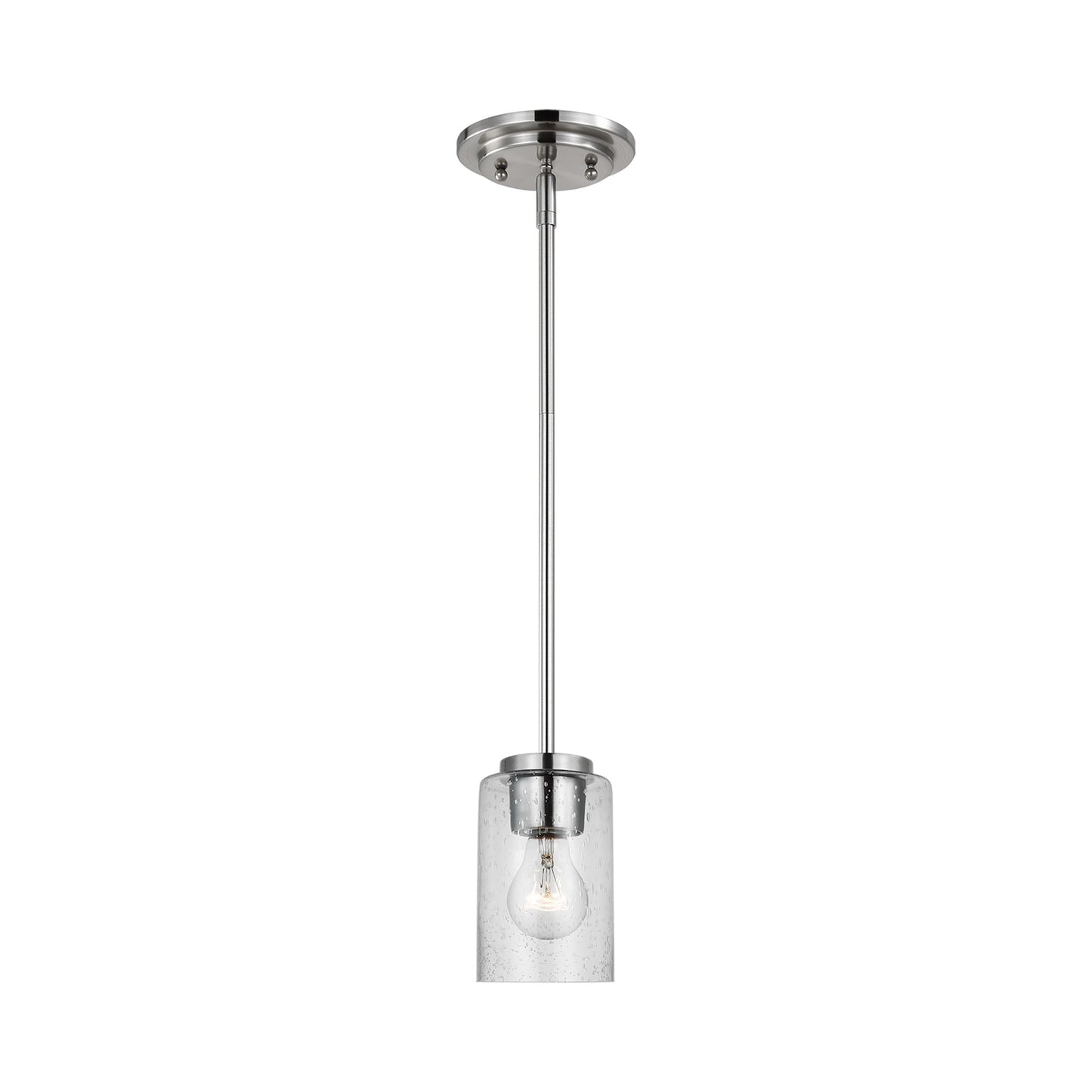Oslo Mini Pendant Light in Brushed Nickel (Clear Seeded).